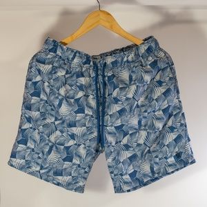 Ike Behar Blue & White Pattern Swim Trunk (Medium)